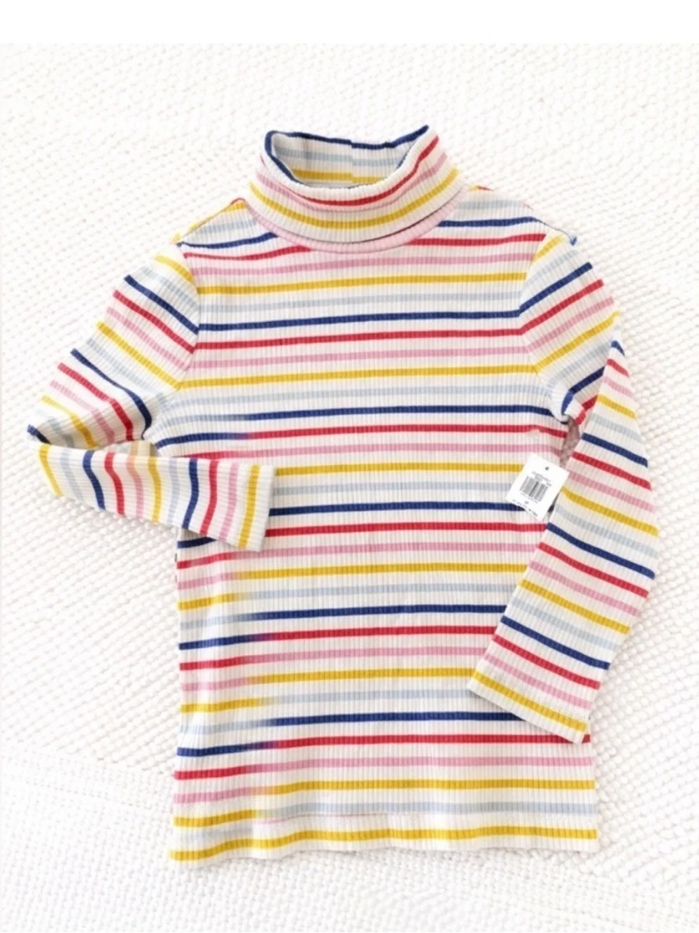 Old Navy Rainbow Stripe Ribbed Turtleneck Top Long Sleeve Shirt Girls 3T NWT